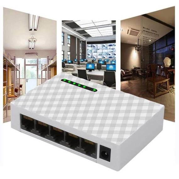 Switch cu 5 porturi JH01, 1000 Mbs, 12 V DC - 6- Roveli