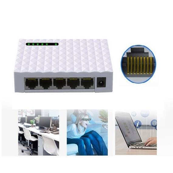 Switch cu 5 porturi JH01, 1000 Mbs, 12 V DC - 7- Roveli