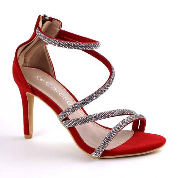 Sandale de dama elegante, cu barete subtiri, toc inalt si subtire 3008-119-RED, Culoare (12): Argintiu, Rosu, Marime (12): 35** - 3- Roveli