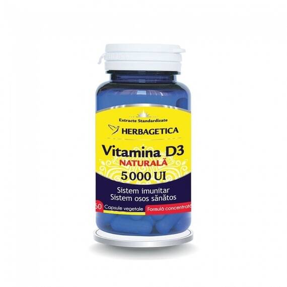 Vitamina D3 Naturala 5000 UI 60 capsule Herbagetica - - Roveli