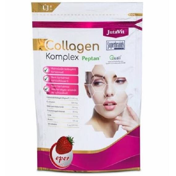 Colagen Complex Pudra cu Aroma de Capsuni + Acid Hialuronic 400 g JutaVit - - Roveli