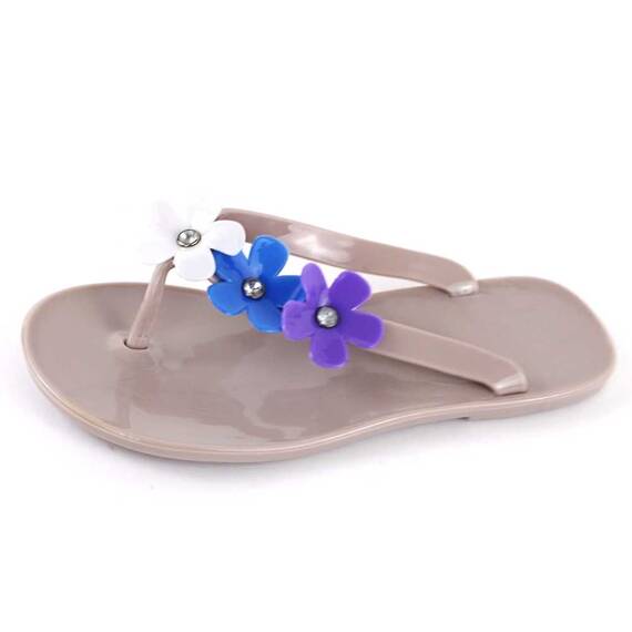 Papuci de copii, flip-flops  FLOWERS #2-7-KAKI, Culoare (12): Kaki, Marime (12): 33 - - Roveli
