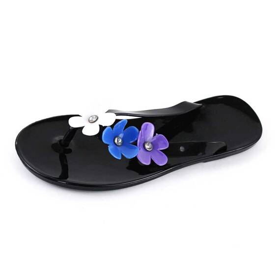 Papuci de copii, flip-flops  FLOWERS #2-7-BLACK, Culoare (12): Negru, Marime (12): 34 - - Roveli
