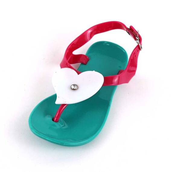 Sandale de copii, flip-flops HEART #2-10-GREEN/WHITE, Culoare (12): Alb, Rosu, Verde, Marime (12): 24 - - Roveli