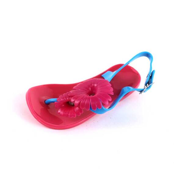 Sandale de copii, flip-flops FLOWERS #2-8-BLUE/FUXIA, Culoare (12): Fucsia, Marime (12): 27 - - Roveli
