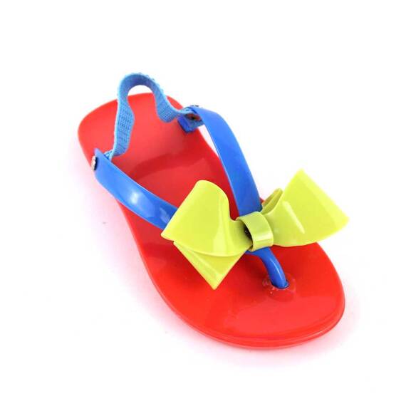 Sandale de copii, flip-flops, cu fundita si elastic la spate #258-ORANGE, Culoare (12): Albastru, Galben, Portocaliu, Marime (12): 28 - - Roveli