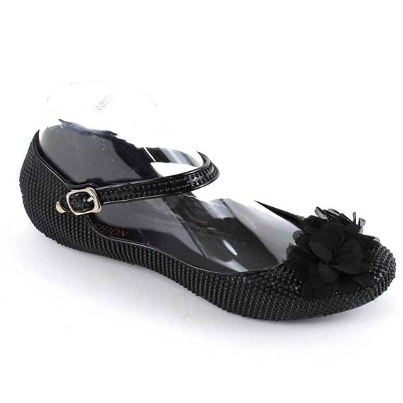 Balerini de dama, din cauciuc, cu funda si bareta H160-BLACK, Culoare (12): Negru, Marime (12): 41 - - Roveli