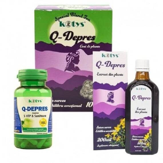 Q Depres Pachet Capsule + Ceai + Tinctura Kotys - - Roveli