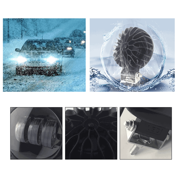 Proiector rotund auto/moto LED, 10/30V, 30W, 6000K, lupa, IP67 - 11- Roveli