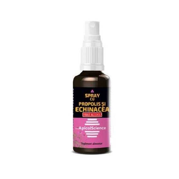 Spray cu Propolis si Echinacea fara Alcool 50 ml Apicol Science - - Roveli