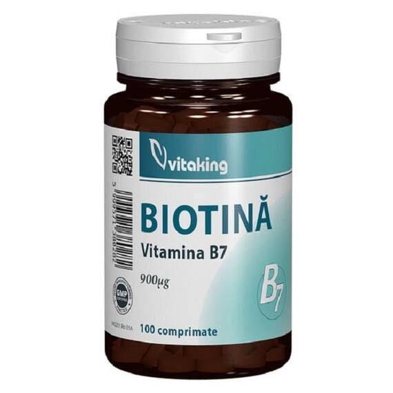 Biotina Vitamina B7 900 mcg 100 comprimate VitaKing - - Roveli