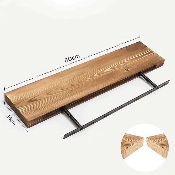 Raft din lemn cu suport prindere, 60cm - 2- Roveli