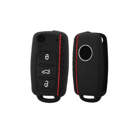 Husa cheie din silicon, compatibila cu Skoda Octavia, volkswagen, VW Superb, Rapid, Fabia, Golf, Passat, Bora, Polo, Tiguan, Touran, Tuareg, Negru - 3- Roveli