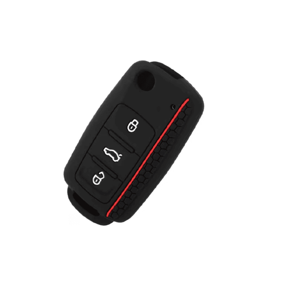 Husa cheie din silicon, compatibila cu Skoda Octavia, volkswagen, VW Superb, Rapid, Fabia, Golf, Passat, Bora, Polo, Tiguan, Touran, Tuareg, Negru - 4- Roveli