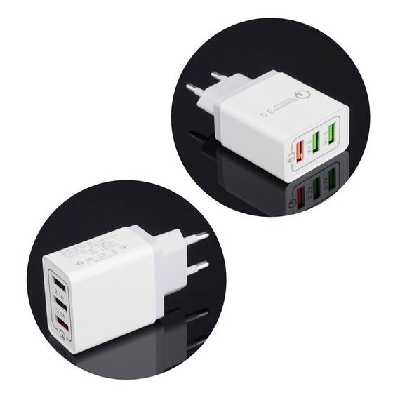 Adaptor universal priza cu 3 porturi USB, Qualcomm 3.0 - 6- Roveli