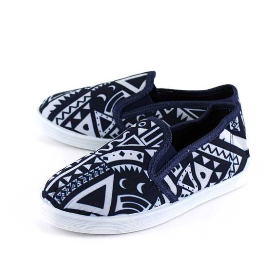Espadrile de copii, cu imprimeu geometric colorat F-176-NAVY, Culoare (12): Albastru, Marime (12): 34 - - Roveli