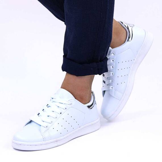 Pantofi casual de dama, confortabili si usori LB632-1-WHITE/SILVER, Culoare (12): Alb, Marime (12): 37** - - Roveli