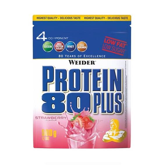 Protein 80 Plus cu Aroma de Capsuni 500 g Weider - - Roveli