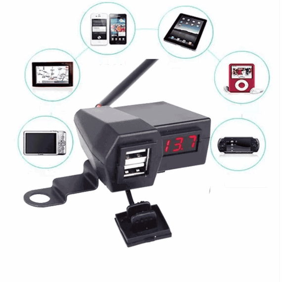 Incarcator USB pentru motocicleta 4in1 CD3311, 5V, afisaj LED - 9- Roveli