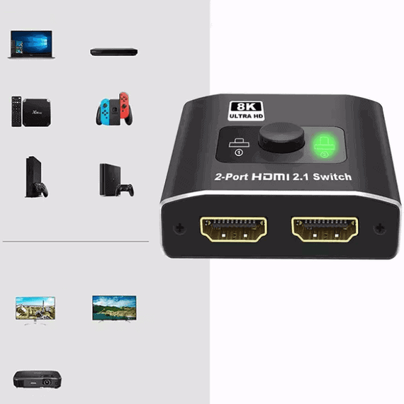 Adaptor HDMI cu 2 porturi USB QZ8Q2, iesire 4K, 8K - 3- Roveli
