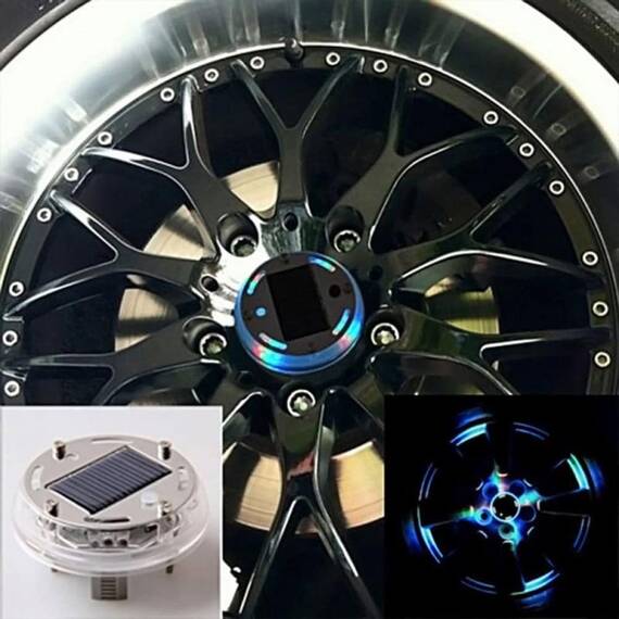 Set 2 capace jante auto LED multicolor, incarcare solara - 9- Roveli