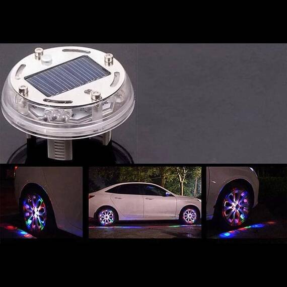 Set 2 capace jante auto LED multicolor, incarcare solara - 10- Roveli