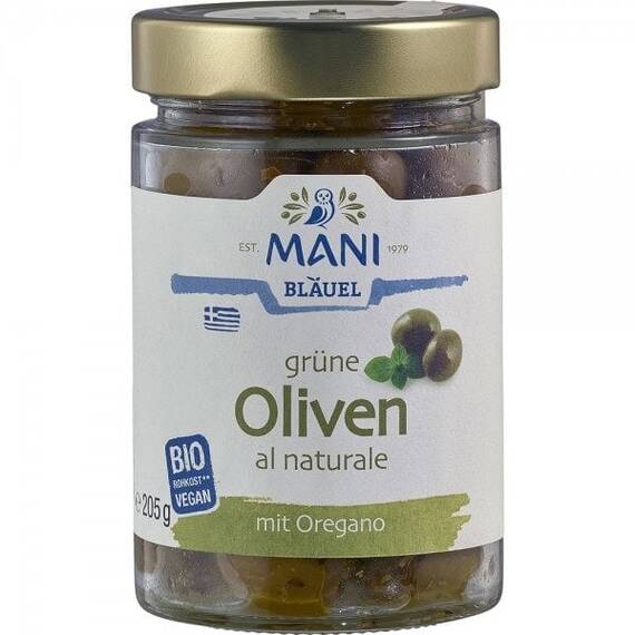 Masline verzi uleiate cu oregano 205g Mani - - Roveli