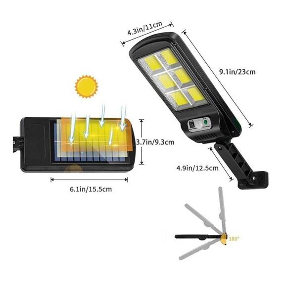 Lampa solara LED 120SMD, 100W, IP67, suport prindere, telecomanda - 6- Roveli