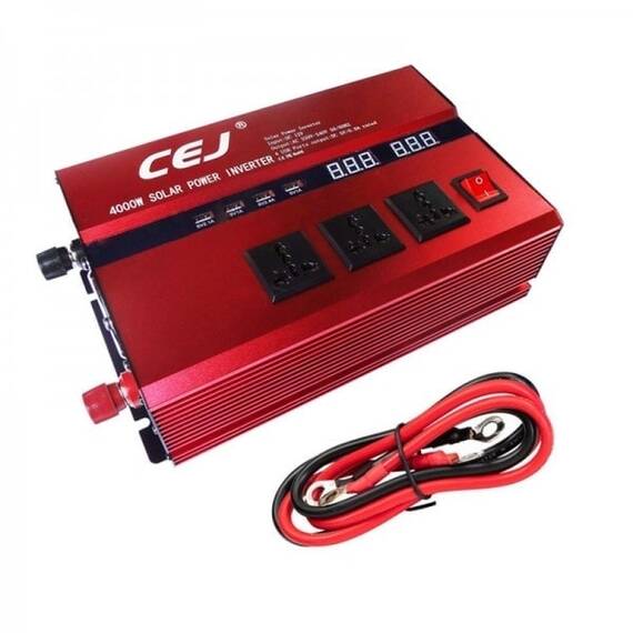 Invertor auto CEJ cu afisaj dublu, 4 x port USB, 4000W - - Roveli