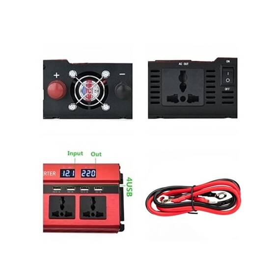 Invertor auto CEJ cu afisaj dublu, 4 x port USB, 4000W - 3- Roveli