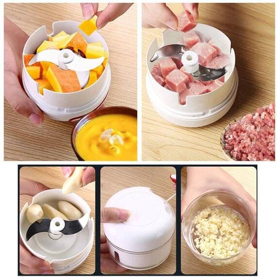 Mini tocator manual cu maner si snur, pentru legume si fructe - 6- Roveli