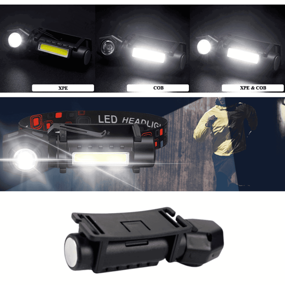 Lanterna de cap multifunctionala LED XPE/COB, acumulator integrat - 4- Roveli