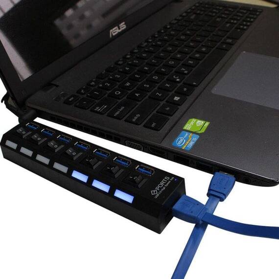 Hub 7 porturi USB 2.0, LED control - 6- Roveli