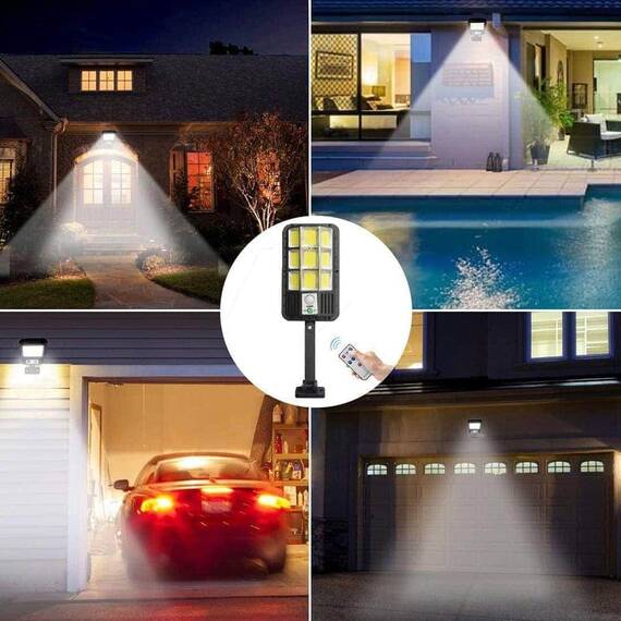 Lampa solara LED cu suport de prindere, 9COB, 120W, telecomanda - 4- Roveli