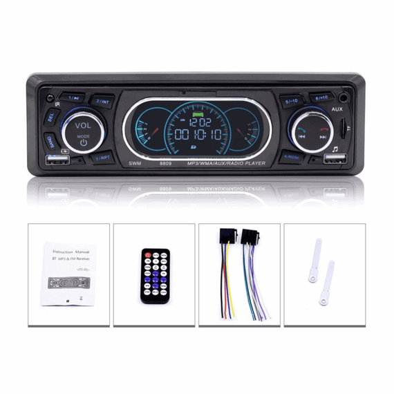 MP3 Player auto SWM8809, 1DIN, BT, Dual USB, TF, AUX, FM - 2- Roveli