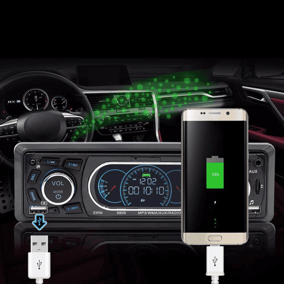 MP3 Player auto SWM8809, 1DIN, BT, Dual USB, TF, AUX, FM - 9- Roveli