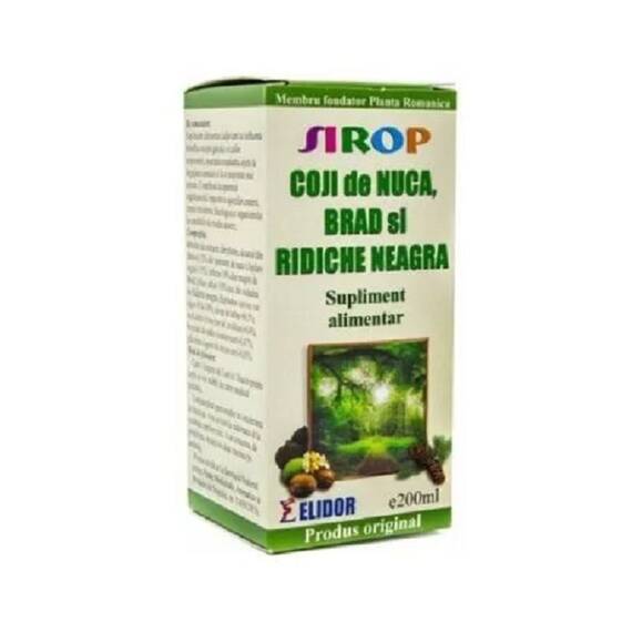 Sirop Coji de Nuca Brad si Ridiche Neagra 200 ml Elidor - - Roveli
