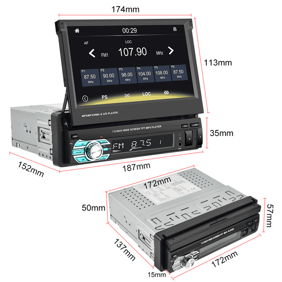 MP5 Player CTC703A cu Android, BT, FM, USB, harti, retractabil - 3- Roveli
