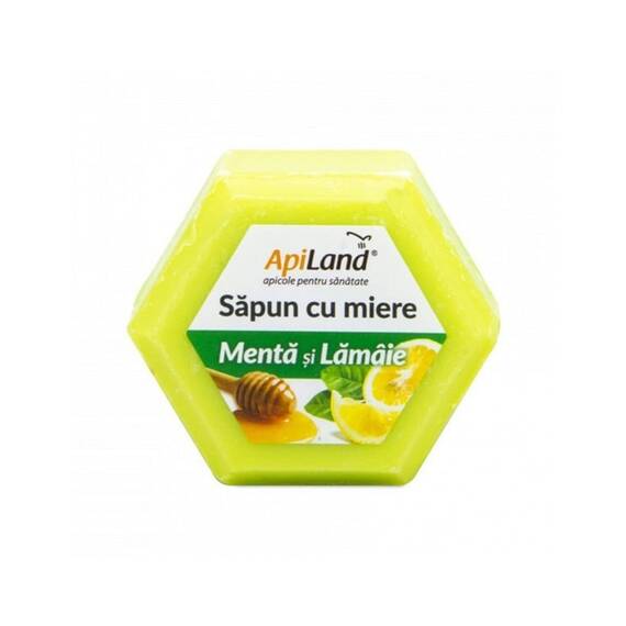 Sapun Natural cu Miere Menta si Lamaie 100 g ApiLand - - Roveli