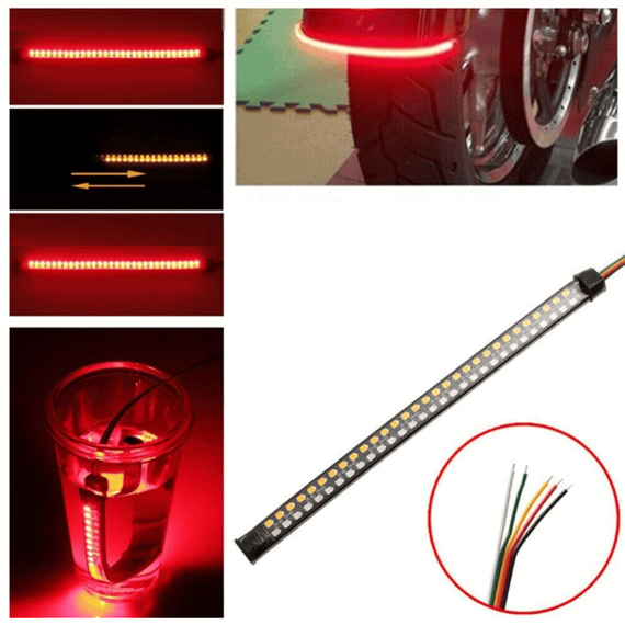 Banda LED auto/moto, 20cm, semnalizare, 12V, lumina rosie/galbena - 2- Roveli