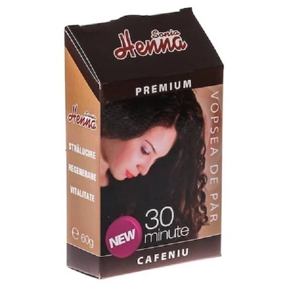 Vopsea de Par Henna Premium Cafeniu 60 g Henna Sonia - - Roveli