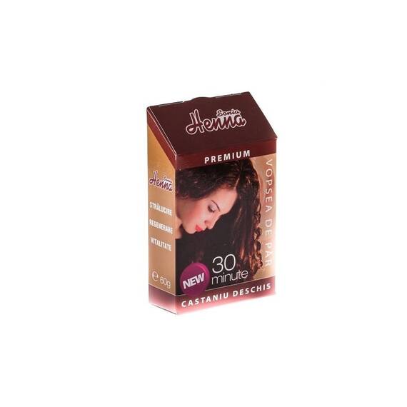 Vopsea de Par Henna Premium Castaniu Deschis 60 g Henna Sonia - - Roveli