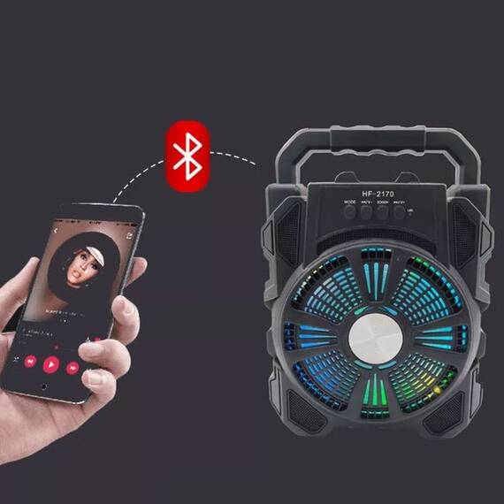 Boxa portabila cu lumini LED HF2170, 15W PMPO, Bluetooth - 7- Roveli