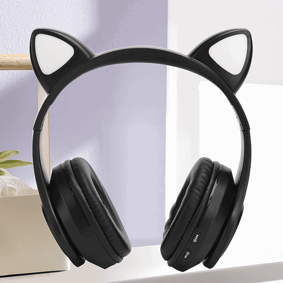 Casti audio B450, Bt, wireless, USB, LED RGB, urechi pisica - 6- Roveli