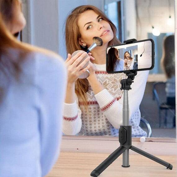 Selfie stick reglabil cu telecomanda Q01, trepied - 4- Roveli