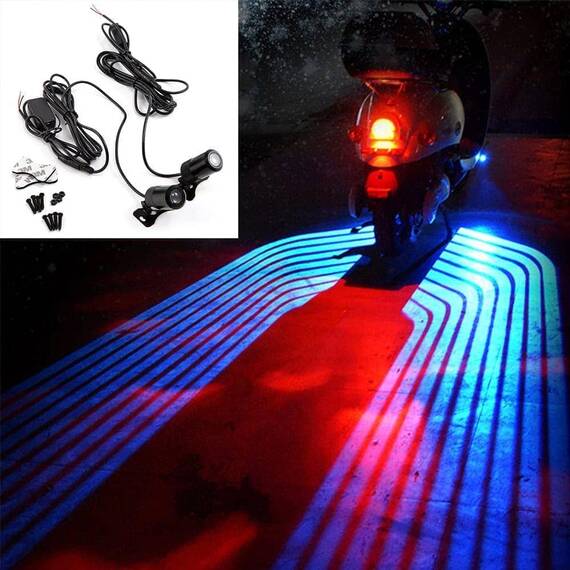 Set 2 lampi laterale pentru motocicleta, Efect Angel Wings, albastru, M2 - 7- Roveli