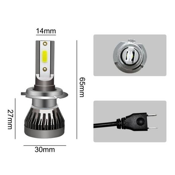 Set 2 Becuri auto H7 LED, 80W/set, F2 COB - 5- Roveli