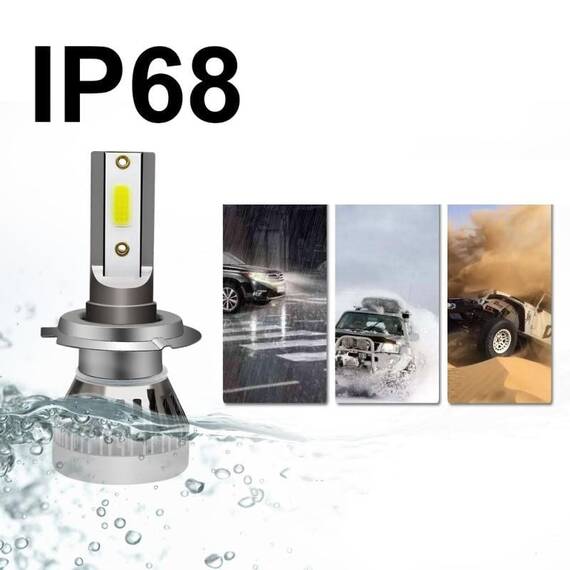 Set 2 Becuri auto H7 LED, 80W/set, F2 COB - 6- Roveli