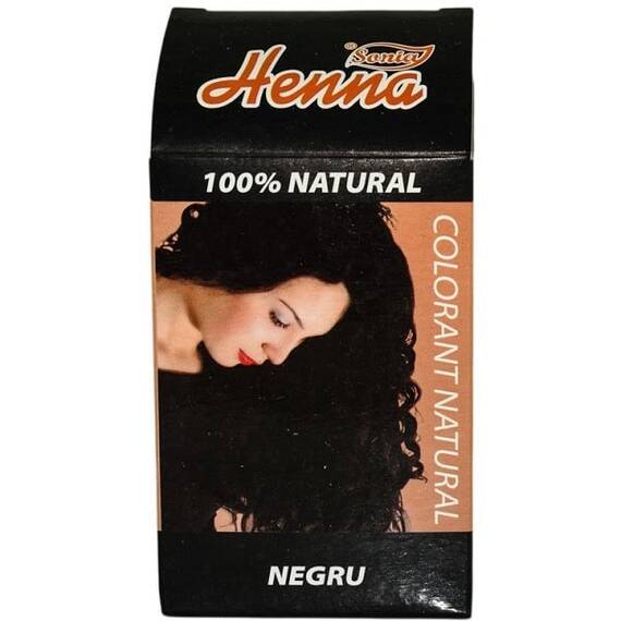 Vopsea de Par Henna Natural Negru 100 g Henna Sonia - - Roveli