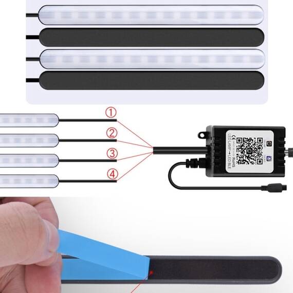 Set 4 Benzi LED RGB auto F11, functie sonora, 16.2 cm - 3- Roveli
